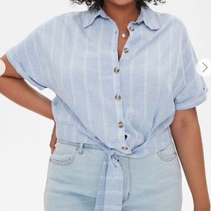 Forever 21 Plus Size Striped Tie-Hem Shirt